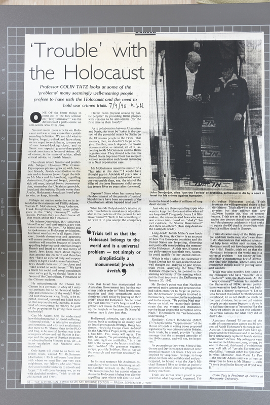 7 September 1990 'Trouble with The Holocaust'.JPG
