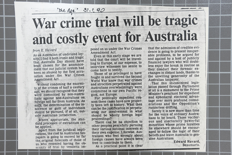 31 January 1990 'War Trials will be Tragic and Costly for Australia'.JPG